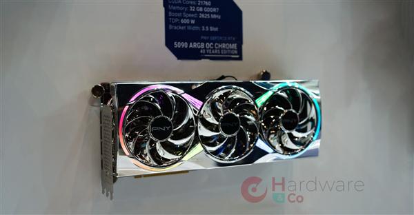 泓利财富 抛光镀铬超级亮！PNY 40周年纪念版RTX 5090/5080规格确认